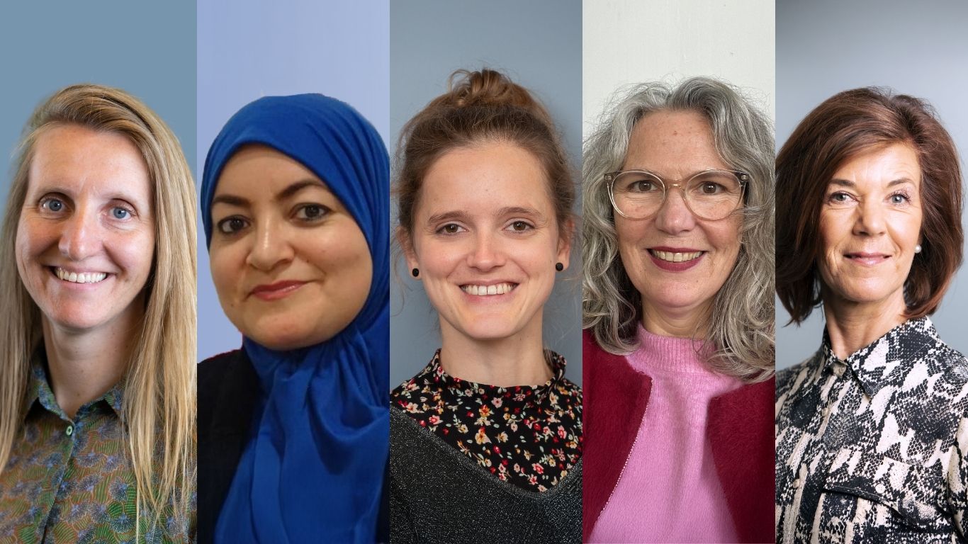 Barbara Groot-Sluijsmans, Zohra Bourik, Lieke de Kock, Janine Schrijver en Tineke Abma